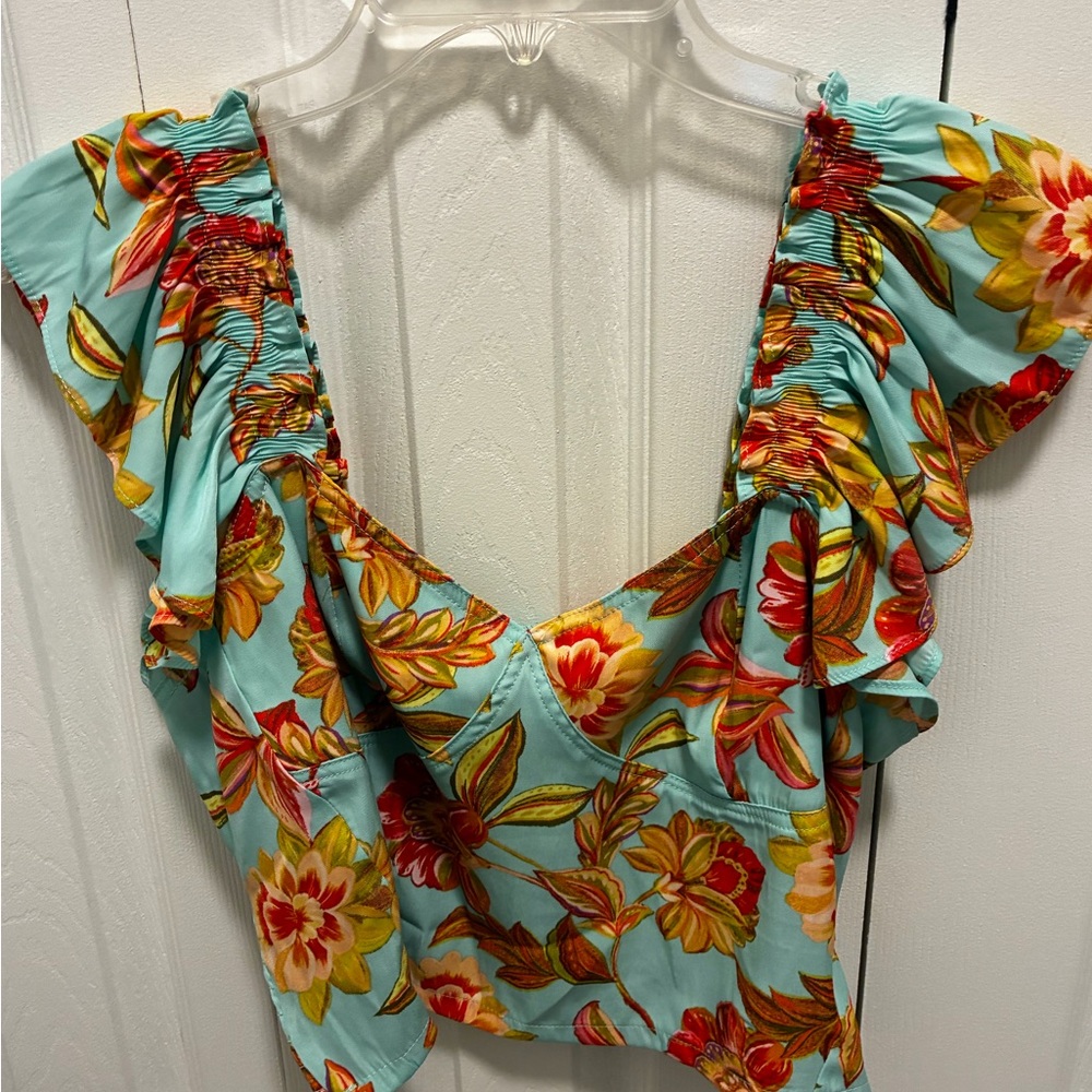Floral Ruffle Sleeve Top